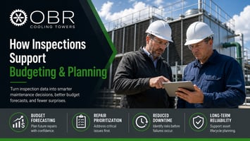 Cooling tower inspection report review supporting facility maintenance planning, budgeting, and long-term asset management.